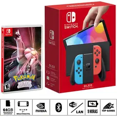 Nintendo - Consola switch oled neon + pokemon perla