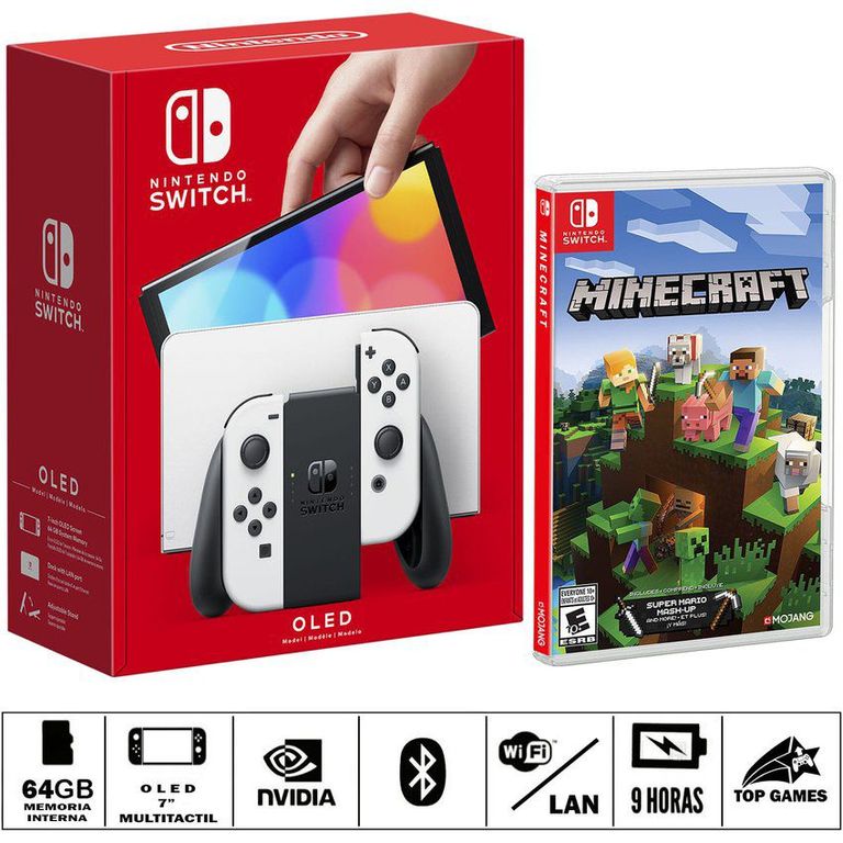 Consola switch oled blanco + minecraft