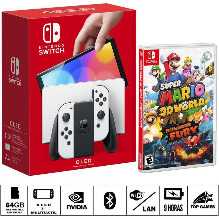 Consola switch oled blanco + mario 3d world