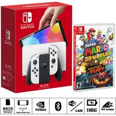 Nintendo - Consola switch oled blanco + mario 3d world