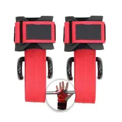 TODO FIT - Straps Muñequeras Ganchos Para Peso Levantamiento de Barra Rojo