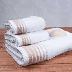 SLEEPER - Toalla de Mano 480grs Tulum Blanco con Beige