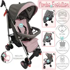 BABY KITS - Coche Bastón Con Cobertor de Lluvia NIMBO EVOLUTION ROSADO