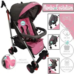 BABY KITS - Coche Bastón Con Cobertor de Lluvia NIMBO EVOLUTION FUCSIA