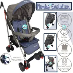 BABY KITS - Coche Bastón Con Cobertor de Lluvia NIMBO EVOLUTION AZUL