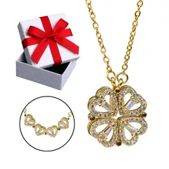 GENERICO - Collar Trébol Cuatro Hojas Forma De Corazón Joyería Dorada