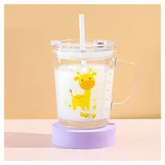 INSPIRA MARKET - Vaso Taza de Vidrio con Sorbete de 400 ml Niños