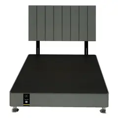 BARAKA HOME - Dormitorio Linz 1.53 x 2.03 + Cabecera Neuss Pata Desmontable - Gris Oscuro