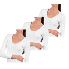 SWEET COTTON - Pack x3 Polo Manga Larga Blanco