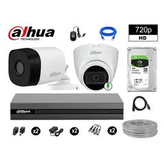 DAHUA - CÁMARAS SEGURIDAD KIT 2 HD 720P 1TB 1 CÁMARA CON AUDIO COMPLETO