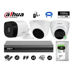 DAHUA - CÁMARAS SEGURIDAD KIT 3 FULL HD 1TB 1 CÁMARA CON AUDIO