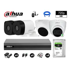 DAHUA - CÁMARAS SEGURIDAD KIT 4 HD 720P 2TB 1 CÁMARA CON AUDIO