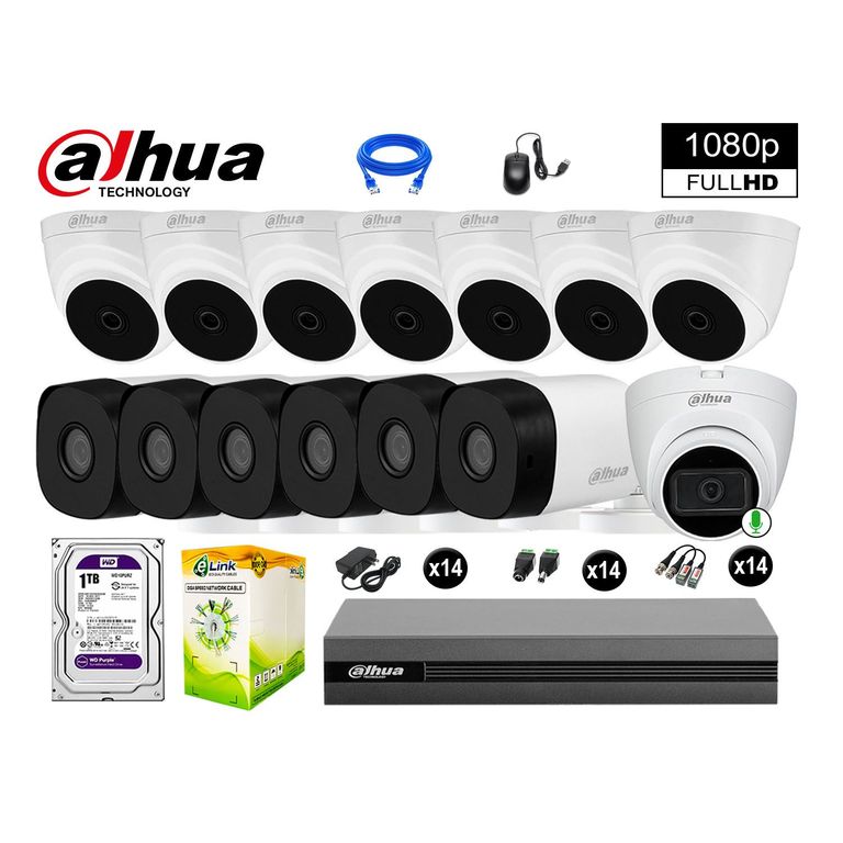 CÁMARAS SEGURIDAD KIT 14 FULL HD 1TB 1 CÁMARA CON AUDIO COMPLETO