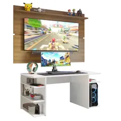 MADESA - Escritorio Gamer Moderno + Panel para TV Hasta 65 Pulgadas