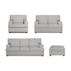 GENERICO - Juego de Sala Athina 3-2-1 Gris Plata + 1 Banqueta