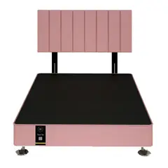 BARAKA HOME - Dormitorio Linz 1.53 x 2.03 + Cabecera Neuss Pata Desmontable Queen-Rosado