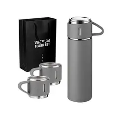 GENERICO - Set de 4 Pz Termo de Acero Inoxidable 500 ml Taza Gris