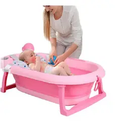 BABY KITS - Bañera Pleglable Con Termómetro Rosado