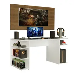 MADESA - Escritorio Gamer Moderno + Panel para TV Hasta 50 Pulgadas