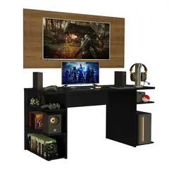 MADESA - Escritorio Gamer Moderno + Panel para TV Hasta 50 Pulgadas