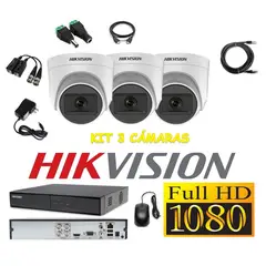 HIKVISION - Cámaras Seguridad Kit 3 Domo FULLHD Audio Incorporado