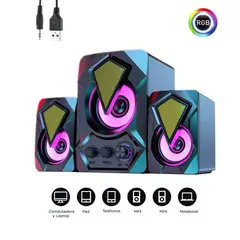 SEISA - Parlantes con Subwoofer Gamer RGB para PC Laptop y Teléfono