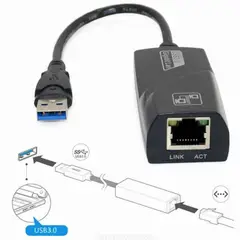 GENERICO - Adaptador de Internet USB A RJ45 Lan Internet Usb 3.0 Negro