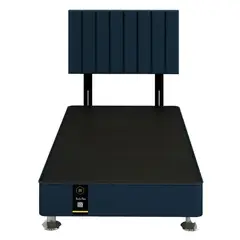 BARAKA HOME - Dormitorio Linz + Cabecera Neuss Pata Desmontable 1.5 Plz-Azul Marino