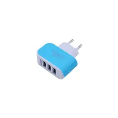 GENERICO - Multifuncionales puertos triple pared  adaptador de corriente azul