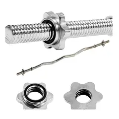 HOLGU - Barra z cromado pesas 1.20 cm + 2 seguros