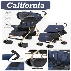 BABY HAPPY - Coche Baston Bebe Dorado Tull protector California - Azul