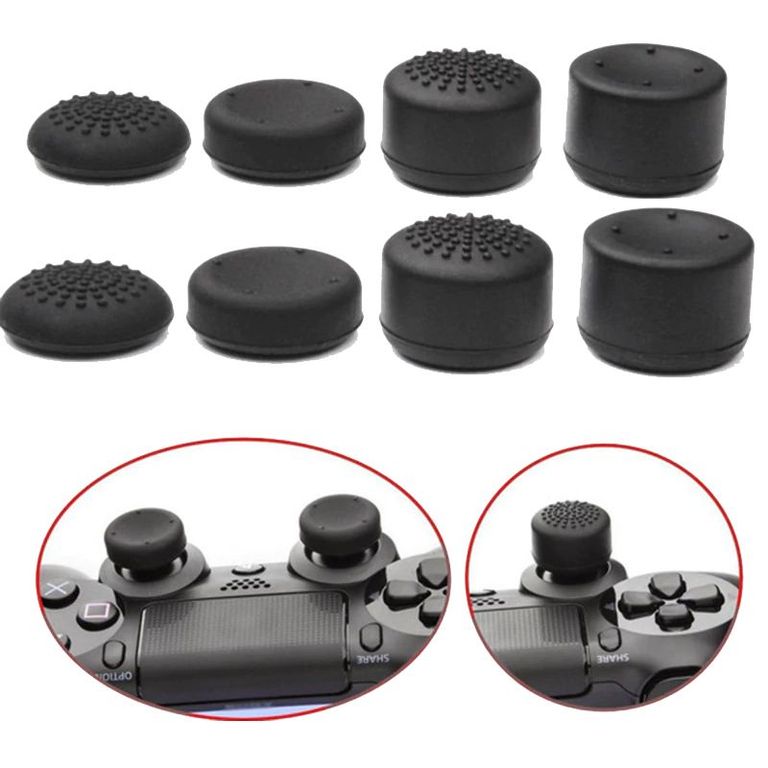 Set 8 und Grips PS4 PS5 Protectores de JoyStick Mando PS5 PS4 Negro
