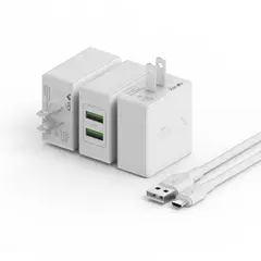 VEX - Cargador de Pared 2 puertos USB 3.1 con Cable Micro Blanco