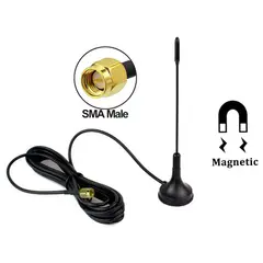 GENERICO - ANTENA EXTERNA SMA MACHO 3 METROS BASE MAGNÉTICA