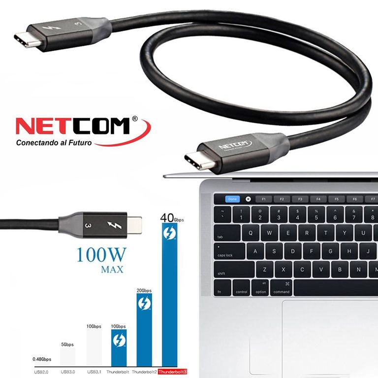 Cable USB-C Thunderbolt 3 60Hz 40Gbps 8K PD 100W 1 Metro