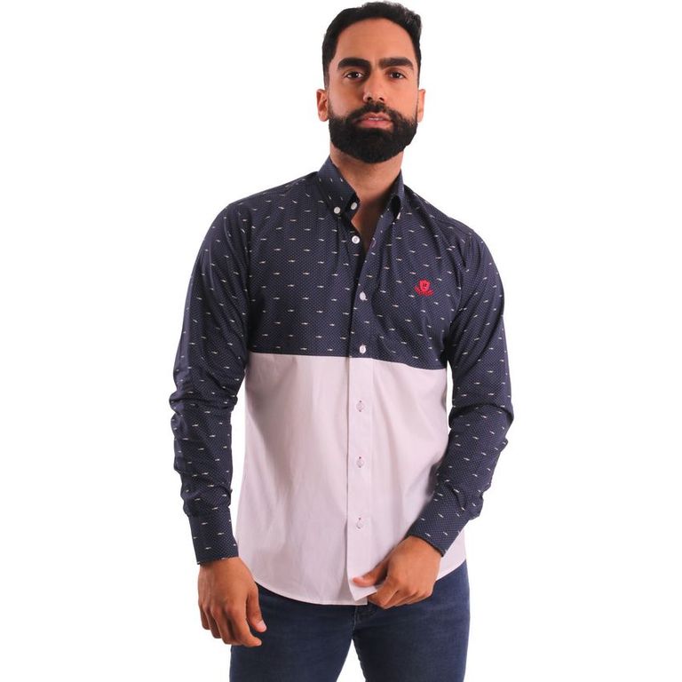 Camisa Manga Larga Hombre Algodón Pima Piero Biani - Multicolor