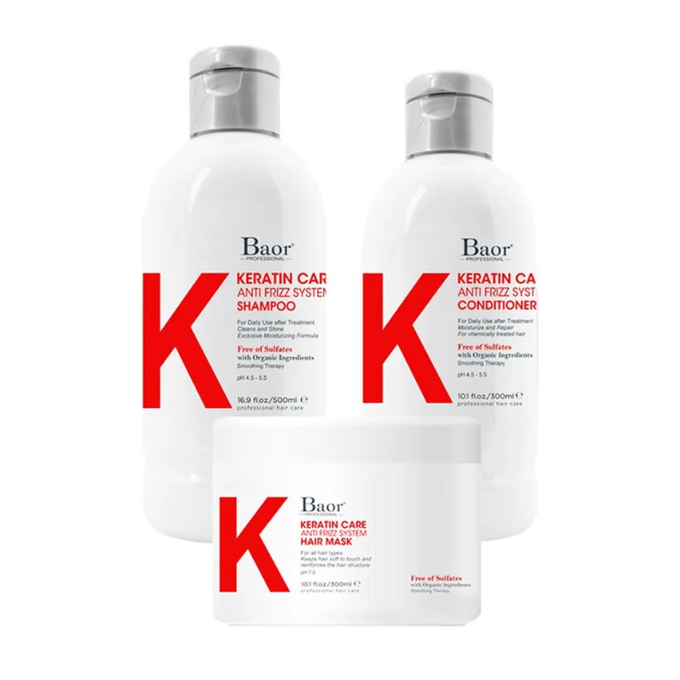 BAOR K - Tripack Keratin Care Shampoo Acondicionador Mascarilla