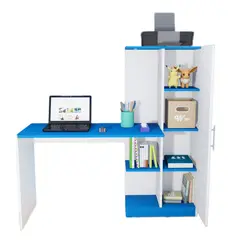 WONDER WOOD MUEBLERIA - Escritorio Organizador Robert con puerta BlancoAzul