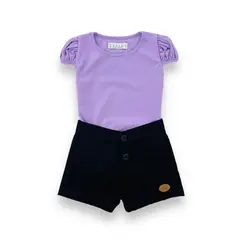 VALU MODA INFANTIL - Short negro y Polo lila para niña