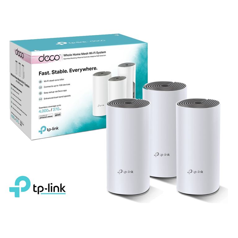 Sistema Mesh Tp-Link Deco E4 3 Pack Ac1200 Wi-Fi Mesh 5 Ghz 2.4 Ghz