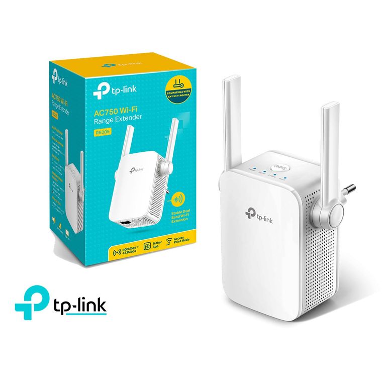 Extensor De Rango Tp-Link Re205 Wifi Ac750 Doble Banda
