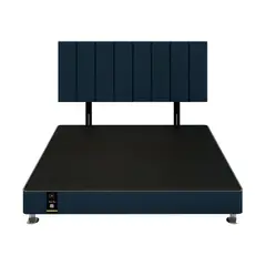 BARAKA HOME - Dormitorio Linz 1.98 x 2.03 + Cabecera Neuss Pata Desmontable King - Azul Marino