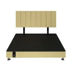 BARAKA HOME - Dormitorio Linz 1.98 x 2.03 + Cabecera Neuss Pata Desmontable King - Beige Claro