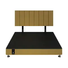 BARAKA HOME - Dormitorio Linz 1.98 x 2.03 + Cabecera Neuss Pata Desmontable King - Beige Oscuro