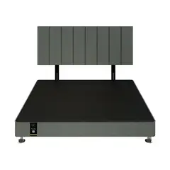 BARAKA HOME - Dormitorio Linz 1.98 x 2.03 + Cabecera Neuss Pata Desmontable King - Gris Oscuro