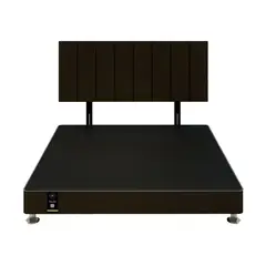 BARAKA HOME - Dormitorio Linz 1.98 x 2.03 + Cabecera Neuss Pata Desmontable King - Chocolate Oscuro