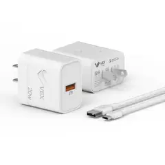 VEX - Cargador de Pared 20W USB QC 3.0 Carga Rápida - Cable Micro - Blanco