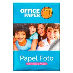 OFFICE PAPER - Papel Foto Adhesivo Mate 110g por 20 Hojas A4