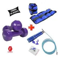 HOLGU - Pesas Neopreno 2kg + Tobillera 2kg + Salta Soga Aluminio