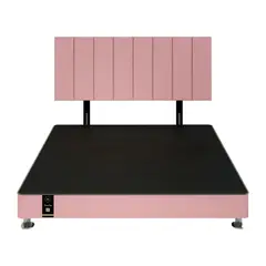 BARAKA HOME - Dormitorio Linz 1.98 x 2.03 + Cabecera Neuss Pata Desmontable King - Rosado